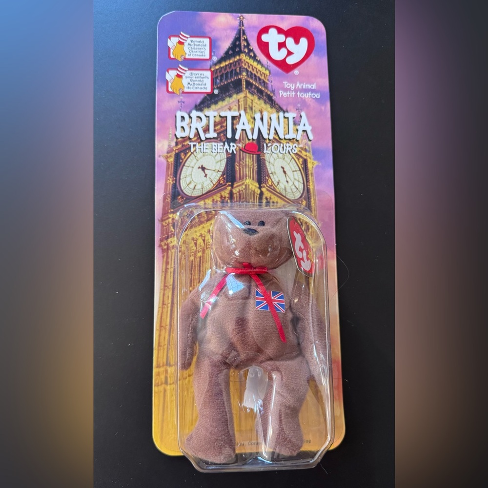 Ty Teenie Beanie “Britannia” Bear NIB McDonald’s 
International Bears Release